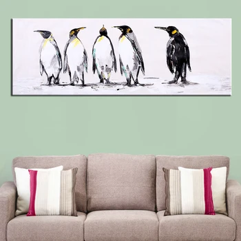 Oljna slika, Ročno Poslikane Pingvin Sodobne Živali Pingvin Stenske Dekorativne Platno Umetniško Sliko za dnevni sobi Doma Dekor Wall Art