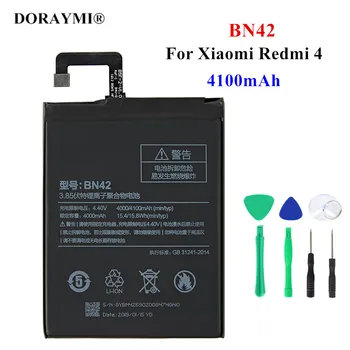 Original BN42 4100mAh Baterija Za Xiaomi Redmi 4 Telefon Zamenjava Bateria Baterije +Orodja