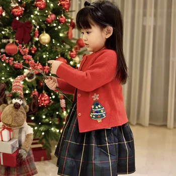 Otroci Božič Pletene Puloverje za Malčke Dekliška Volnene Jopico Outwear Oblačila