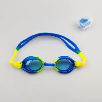 Otroci Plavanje Očala Pisane Nastavljiv Silikonski Anti Meglo UV Ščit Plavanje Očala Očala Z Slušalka