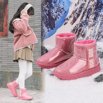 Otroška obutev Dekle Moda Prozoren Zgornji Sneg Škornji Fant je Debel Plišastih Ankel Visoko Toplo Pozimi Škornji Velikost