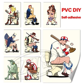Ozadje samolepilne Slike Ameriški Kopalnica Humor Doma Dekor Znak Wall Art DIY Zidana PVC Natisne Slikarstvo Za Plakat