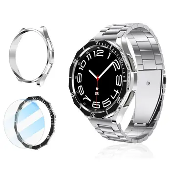 PC Ohišje+ Ploščo, Ring +Kaljeno Steklo, Okvir Film Zaščitni Pokrov 3 V 1 Pribor za Samsung Galaxy Watch 6 Classic 47mm 43mm
