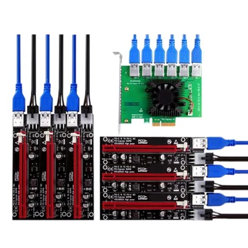 PCIE Riser PCI-E 1 Do 6 Riser Card PCI Express X16, Podaljšek USB 3.0 Kabel SATA Da 6Pin Moč Za Video Kartico 0,6 M