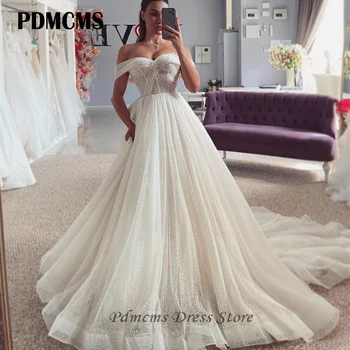 PDMCMS Elegantno Linijo Poročne Obleke Off Ramenski Ljubica Princesa Nevesta obleke Poročne Oblek Za svate vestido 2024