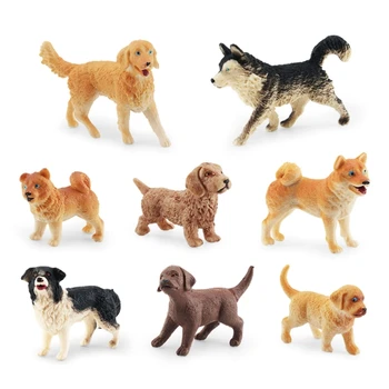Pes Figurice Playset 8PCS Realne Podrobne Plastičnih Kuža Številke Igrača za Pse Torto za Otroke
