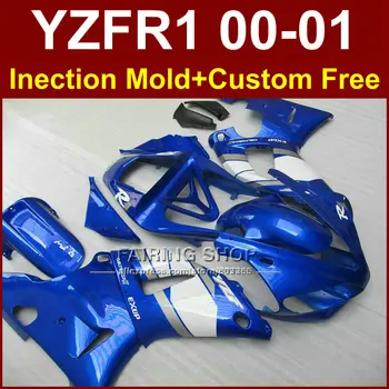 Po meri oklep za YAMAHA YZF1000 ABS plastike fairings YZFR1 2000 2001 YZF R1 00 01 YZF R1 Vbrizgavanje modra bela karoserija+7gifts