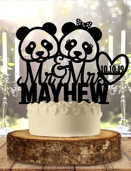 Po Meri Panda Medved Z Imenom Poročna Torta Pokrivalo Osebno Srčkan Ime Otroci Baby Torto Pokrivalo