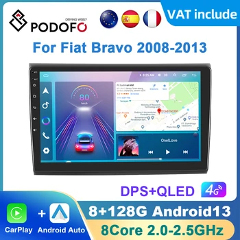 Podofo AI Telefonski Android Carplay avtoradio Za Fiat Bravo 2008-2013 2din Android Auto 4G Multimedia Navigacija GPS autoradio DSP