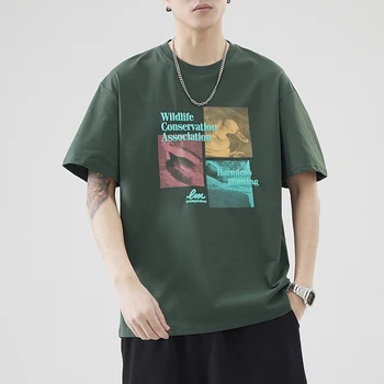 Poletje nova moda moda za moške Japonski svoboden ledu svile natisniti T-shirt kratek rokav priložnostne kratek rokav