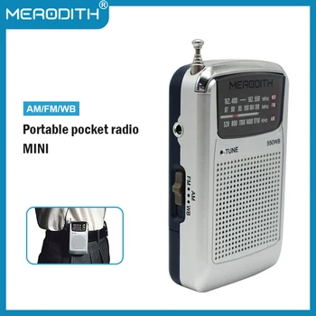 Prenosni žepni radio, mini AM/FM/WB teleskopska antena, tri-way radio z zvočniki slušalke
