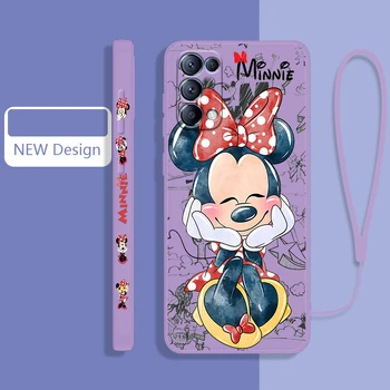 Rdeča Minnie Mickey Ljubezen Primeru Telefon Za OPPO Najdi X5 X3 X2 neo Pro Lite A5 A9 2020 A53S 4G 5G Tekoče Levo Vrv Sladkarije Kritje Fundas