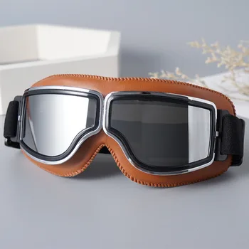 Retro Usnje, Usnjeni Zaščitni Letnik Motoristična Očala Očala Moto Zaščitna Očala Za Športe Na Prostem Windproof