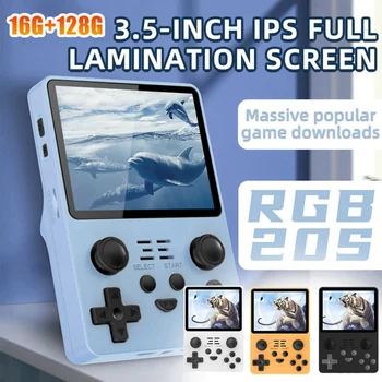 RGB20S Retro Igra Konzola Ročni Video Igra Konzola Enostaven Za Uporabo 16 G+128G 3,5-Palčni Zaslon IPS odprtokodni Sistem (Bela)