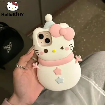 Sanrio Hello Kitty Melodijo Lepe Risanke 3D Y2k Snjegović Božič Silikonski Primeru Telefon za Apple iPhone 15 14 13 12 11 Pro Max