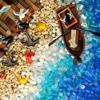 Seabeach MOC Opeke Igrače 6141 Ploščo 1x1 Krog 4073 gradniki Ocean Seascape Morske vode, ki se Deli DIY Združljiv Z LEGO