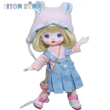 SISON BENNE Mini 6 inch Lutka Dekle z Modne Obleke Ročno izdelan Celoten Sklop Srčkan Lutka Otroci Igrače