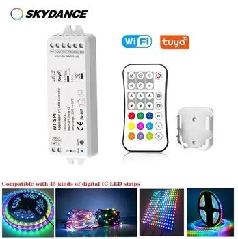 Skydance glasbe Tuya APP + RF2.4GHz RGB/RGBW Pixel IC SPI LED Krmilnik uporabite za WS2812B WS2811 WS2814 SK6812 Lahka 5-24V
