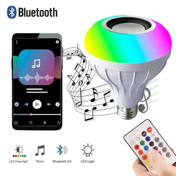 Smart 12W Bluetooth, Led Rgb Zvok Polje Glasbeno Polje Svetlobe Avdio možnost zatemnitve Svetlobe Žarnice E27 Sijalko z Oddaljenim Controllor