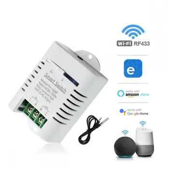 Smart TH16 Stikalo 16A Temperatura In Vlažnost Spremljanje WiFi Stikalo za Brezžični Nadzor Združljiv Z Alexa Doma