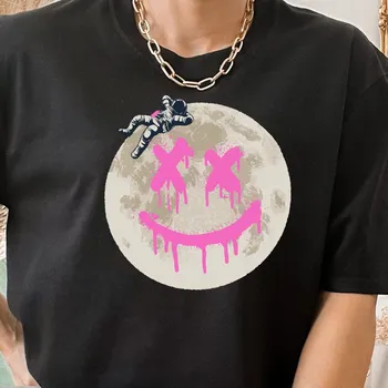 smešno astronavt T Shirt luna kul grafiti tee roza nasmeh trendy darilo za prijatelja