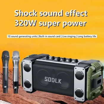 SODLK S1032 Ojačevalnik Prostem Stranka RGB Bas Zvočnik 320W Super Moči Težka Subwoofer Prenosni Brezžični BlueTooth K Pesem Zvočnik