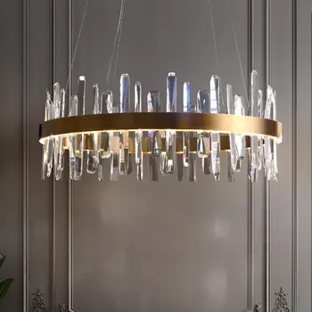 Sodobna kristalni lestenec LED luksuzni dnevna soba krog dekorativne svetilke romantična spalnica preprost razsvetljavo