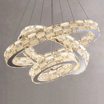 Sodobna zlati kristalno lučka notranji življenjski prostor krog stropni lestenec luksuzni sijaja lestenec domačo razsvetljavo obroč lestenec