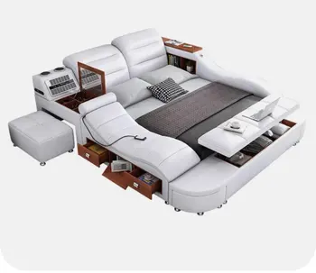 Sodobno oblikovanje luksuzne spalnice, pohištvo, postelje okvir multi-funkcionalna električna masaža dvojno posteljo velikosti z žimnico