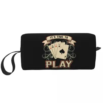 Srčkan Kartice Sim Igranje Dan Poker Potovanje Toaletnih Vrečko Ženske Igralci Kozmetični Ličila Vrečko Lepoto Shranjevanje Dopp Kit
