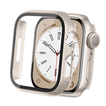 Steklo+Cover Za Apple Watch primeru, 45 mm 40 mm 44 41mm 42mm 38 mm iWatch serije 8 7 3 6 SE Zaščitnik Zaslon Apple watch Dodatki