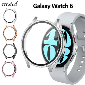 Steklo+Diamond Ohišje Za Samsung Galaxy Watch 6 44 mm 40 mm Pribor Bling PC odbijača+zaščitnik Zaslon Galaxy watch 6 Kritje Primera