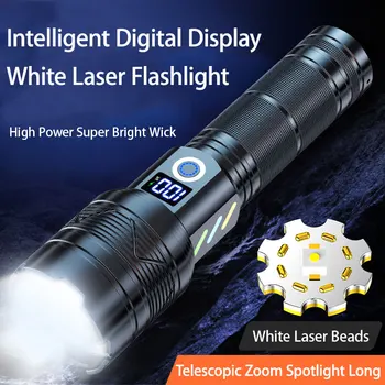 Super Svetla Laser Svetilka Zoomable USB Polnilna baterijska Svetilka Svetilka 5 Razsvetljavo Načini Avanturo na Prostem Dolgo Vrsto Svetilka