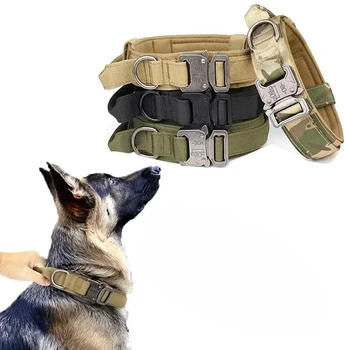 Taktično Policijski Pes Ovratnik Vojaške Nastavljiv Duarable Najlon Nemški Shepard Za Srednje Velike Hoja Usposabljanje Psa Dodatki