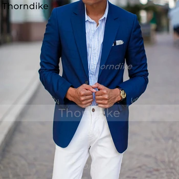Thorndike 2022 Elegantno En Gumb Mornarsko Modra Moške Poslovne Obleke, Moški Poročni Ženin Maturantski Obleki Nastavi 2 Kosa(Suknjič+Hlače)