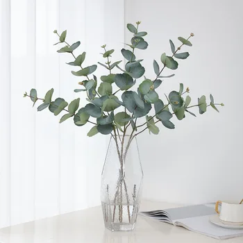 Umetni Eucalyptus Volna, Celuloza, Denar Listi DIY Poroko Cvetlični Aranžma Doma Dnevna Soba Dekoracijo Imitacije Rastlinskih Listov