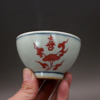 V poznih Qing, ljudska peči, ki se uporabljajo modro-glaze rdečimi črkami teacups, Jingdezhen keramike, armatur in čaj sklopov.