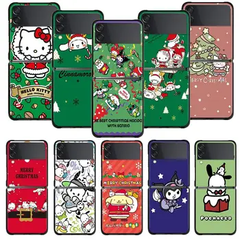 Vesel Božič Hello Kitty Moja Melodija Ohišje Za Samsung Galaxy Ž Flip 5G Z Flip3 5G Ž medije flip4 Ž medije flip4 5G Z Flip5 5G Pokrov Trdega