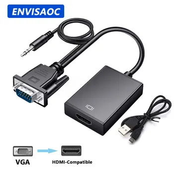 VGA HDMI je združljiv Full HD 1080P Pretvornik Kabel Z Avdio Izhod HD VGA Adapter za prenosni RAČUNALNIK Projektor za HDTV