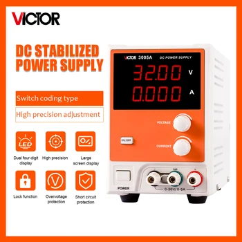 VICTOR 3003A 3005A 3010A Klopi Preklapljanje koda Tip DC Napajanje Stabilizacija 32V 5A Nastavljiv S Funkcijo za Zaklepanje VC3003A.
