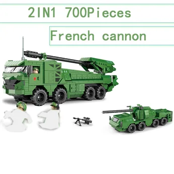Vojaške Serije francoski Topovi gradniki WW2 Vojak Orožje Vojske Prevoz avto Opeke Igrače za Otroke 700Pcs C0844