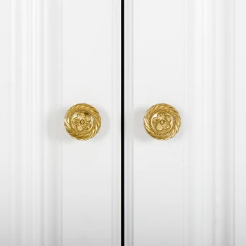 Vrata ročaj kabinet prsih predali vrata zlati krog ročaj ustvarjalne medenina eno luknjo otroški sobi majhno ročico.