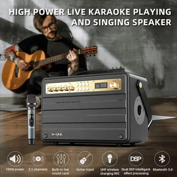W-Kralj K6S 100W super velike moči prostem Bluetooth Zvočnik prenosni kvadratnih ples, karaoke high power kartice zvočnik subwoofer