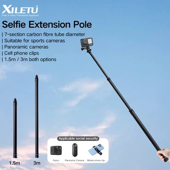 XILETU GP150 Super Dolgo Selfie Palico iz Ogljikovih Vlaken Mobilni Telefon GOPRO10 Šport Fotoaparat, Dlančnik 3 m Teleskopsko Palico