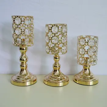 Zlato svečnikov poročno dekoracijo svijećnjak kristalno kovinski sveča palico za poroko tabela centerpiece 10pcs/veliko