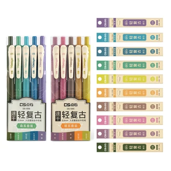 Zložljive Retro Barvni Gel Peresa Quick Dry Ink 0,5 mm Pero za Načrtovalec Risanje Pisarni Šole, Tiskovine s Polnilom