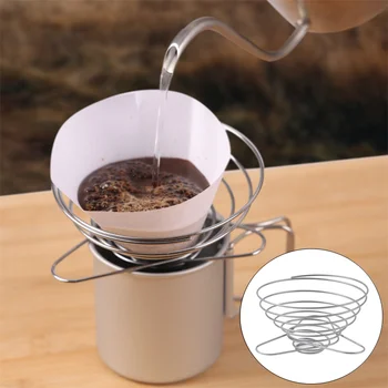 Zložljivi Aparat Za Filter Pokal Pomlad Potovanja Prenosni Mini Nerjavečega Jekla Espresso Kavo Dripper Za Kampiranje Na Prostem Cone Filter