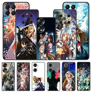 Črni Mat Telefon Primeru Za Čast X7 70 Lite 90 50 20 X 6 X8 X8A X9A 8X Magic5 4 Pro Sword Art Online Anime Mehko Pokrov