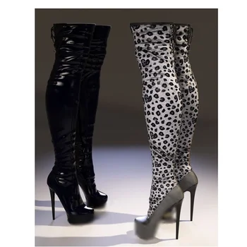Črno-Leopard Platforma Čevlji Tanke Visoke Pete Mozaik Fashion Sexy 2023 Poletje Priložnostne Velik Obseg Ženska Obutev Zapatillas Mujer
