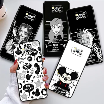 Žalostno Disney Minnie Miško Za Xiaomi Poco X5 Pro X3 X4 F3 F4 GT M5 M5s M4 M3 C55 C50 C40 5G Črna Mehka Primeru Telefon